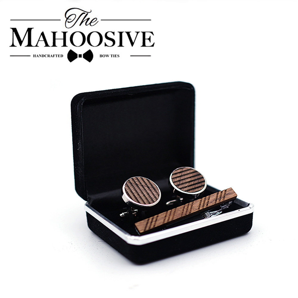 Tie Bar Set Gift - Hochwertige Manschettenknöpfe aus Holz, Krawattenklammer für
