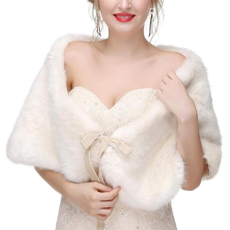 Stole Wedding Shawl - 652F Anspruchsvoller Kunstfell-Stola-Schal für Braut- und