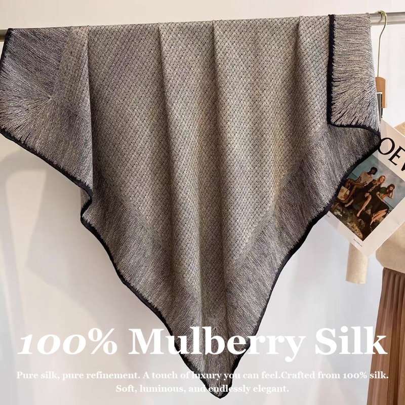 Pashmina Wrap Large - Übergroßer 110x110cm Echtseidenschal 100% Maulbeerseide Handgerollter