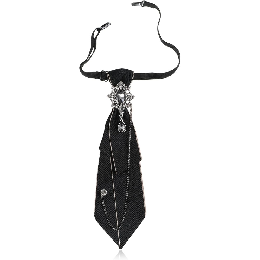 Bow Tie Pre Tied - Strass-Schleifen: Vorgebundene, verstellbare schwarze Kristall-Vintage-Accessoires für