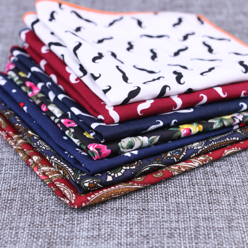 Handkerchief Cotton Men - Mode Baumwolle Tasche Quadrat Blume Bart