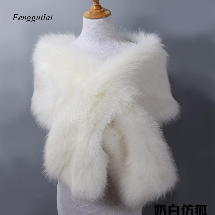 Stole Wedding Shawl - Damen Weißer Kunstfell-Schal Braut-Hochzeits-Wickel Winter Warme