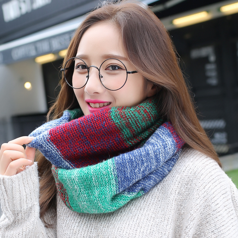 Infinity Scarf Knit - Regenbogen gestrickte Infinity-Schals für Damen, Winter-Ringschal,