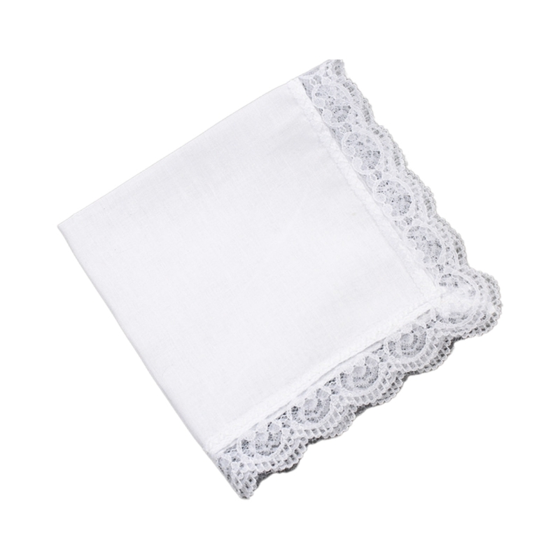 Handkerchief Cotton Men - D0UB Leichtes weißes Taschentuch, Baumwoll-Spitzenbesatz, Taschentuch,