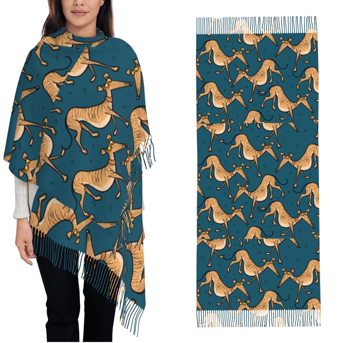 Pashmina Wrap Large - Windhund Whippet Lurcher Hundeschals Wraps für