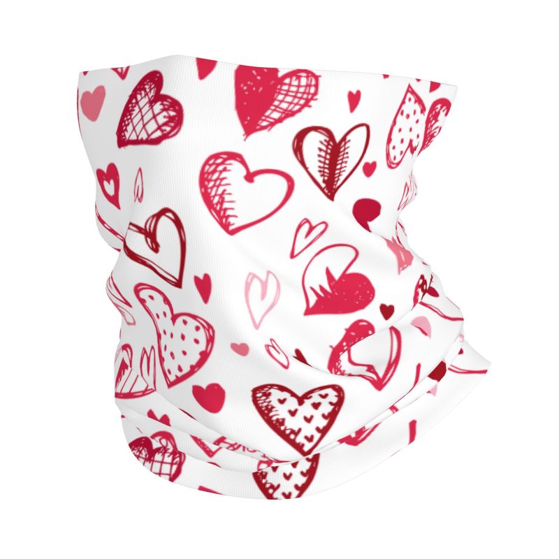 Neck Warmer Tube - Rosa-rote Herz-Bandana-Halswärmer für Damen und Herren