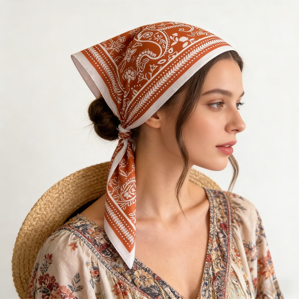 Silk Neck Scarf - 1 Stück modischer Seidenschal mit Cashew-Print,