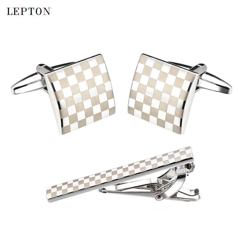 Tie Bar Set Gift - Lepton Klassischen Quadratischen Laser Mens Manschettenknöpfe