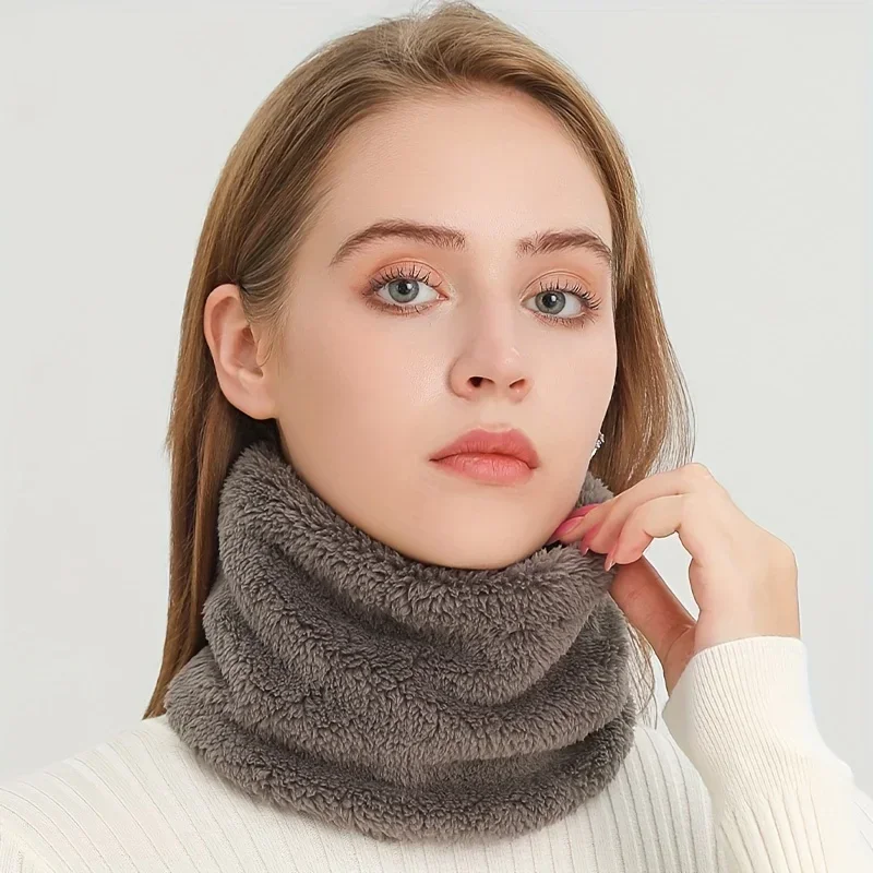 Infinity Scarf Knit - Winddichter Plüsch-Unendlichkeitsschal, einfarbig, Halsmanschette, niedlich, kältebeständig,