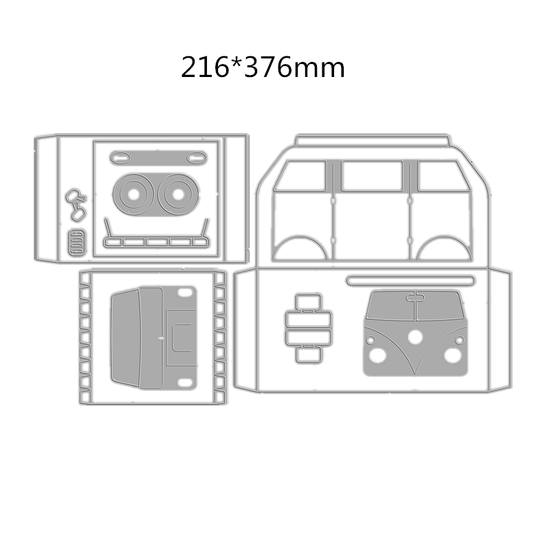 Pocket Square Set - Neue 2021 Weihnachts-Klassiker-Campervan-Geschenkbox-Taschen-Metall-Stanzformen-Set für Scrapbooking, Prägung,