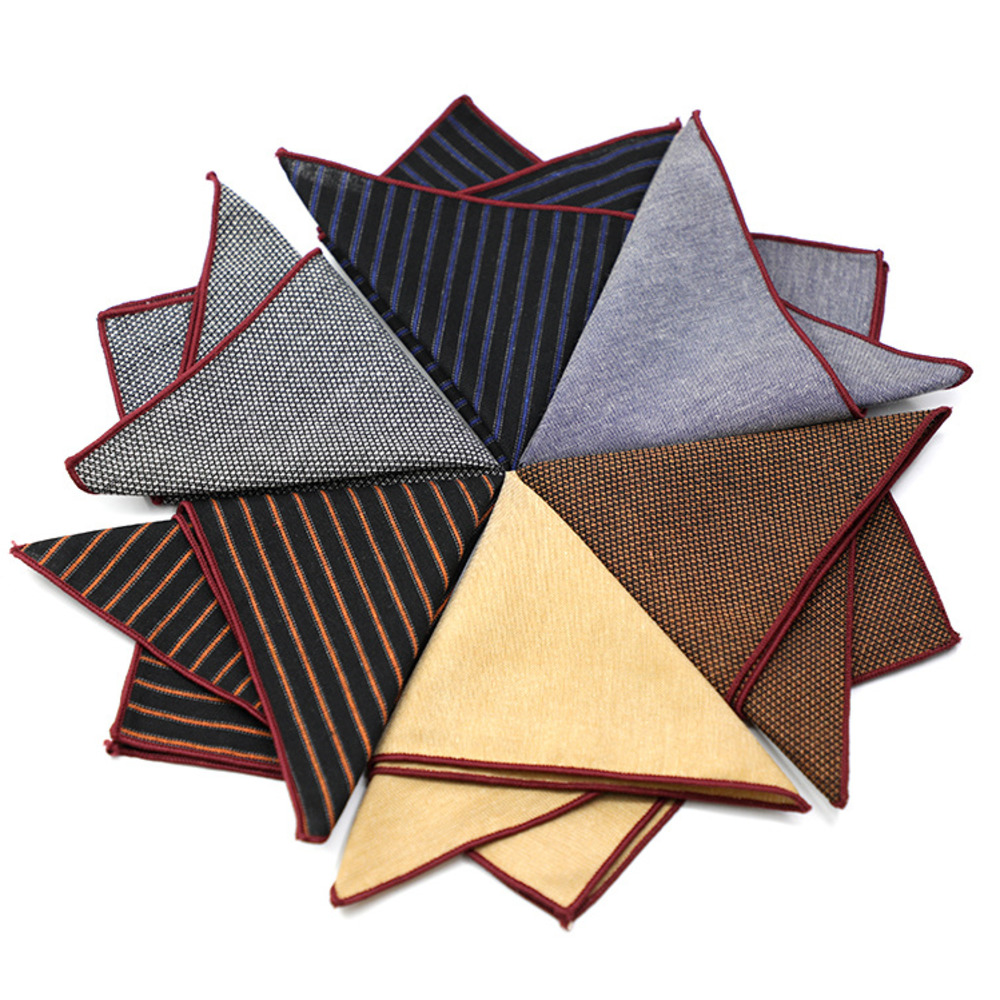Solide gestreifte braune Einst – Handkerchief Cotton Men Bewertung und Preis