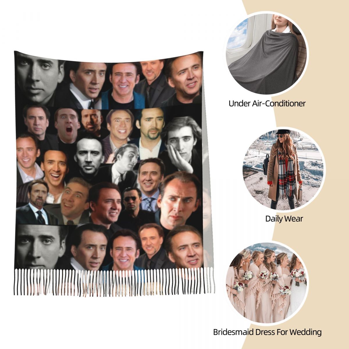 Nicolas Cage Collage Schal Wra – Pashmina Wrap Large Bewertung und Preis