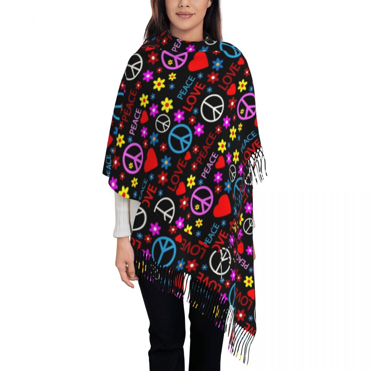 Peace Foral Love Muster Schal  – Pashmina Wrap Large Bewertung und Preis