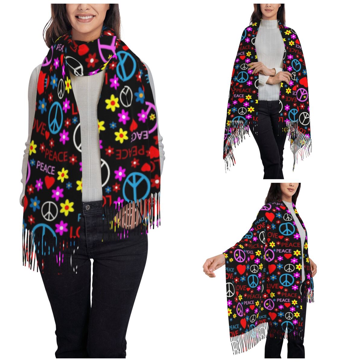 Peace Foral Love Muster Schal  – Pashmina Wrap Large Bewertung und Preis