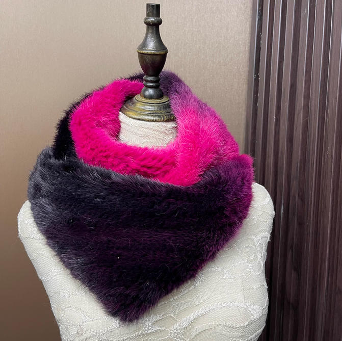 Ombre Farbe Echter Nerz Pelz S – Infinity Scarf Knit Bewertung und Preis